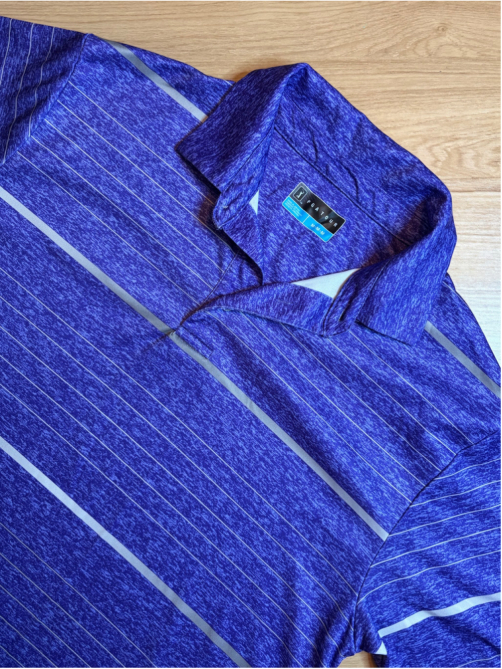 PGA Tour Purple Striped Golf Polo Shirt M